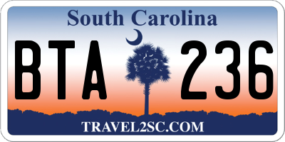 SC license plate BTA236