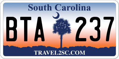 SC license plate BTA237