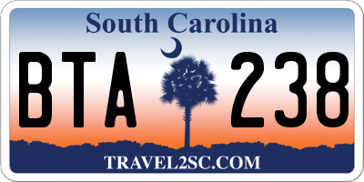 SC license plate BTA238