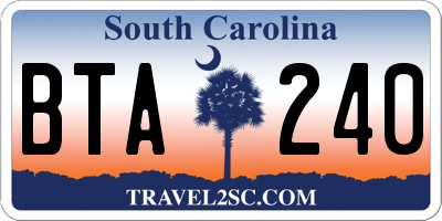 SC license plate BTA240