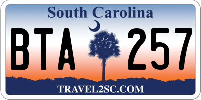 SC license plate BTA257