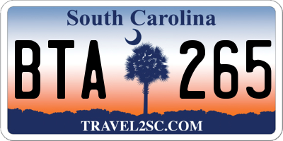 SC license plate BTA265