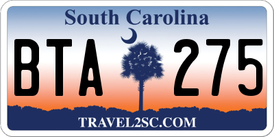 SC license plate BTA275