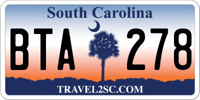 SC license plate BTA278