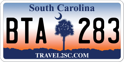 SC license plate BTA283