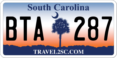 SC license plate BTA287