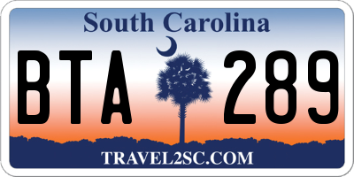 SC license plate BTA289