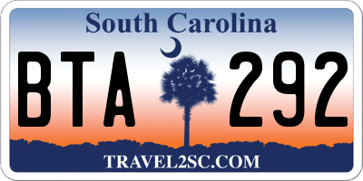 SC license plate BTA292