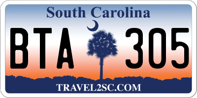 SC license plate BTA305