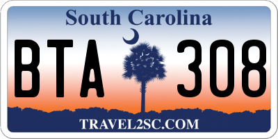 SC license plate BTA308