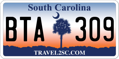 SC license plate BTA309