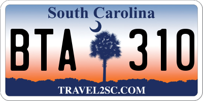 SC license plate BTA310