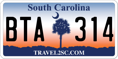 SC license plate BTA314