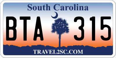 SC license plate BTA315