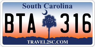 SC license plate BTA316