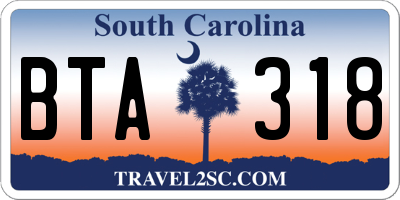 SC license plate BTA318