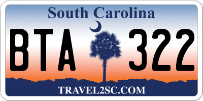 SC license plate BTA322