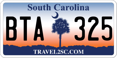 SC license plate BTA325