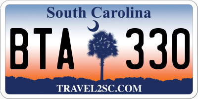 SC license plate BTA330