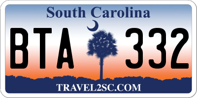 SC license plate BTA332