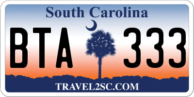 SC license plate BTA333
