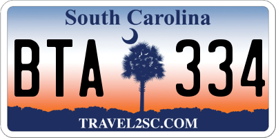 SC license plate BTA334