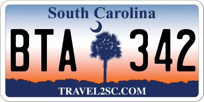 SC license plate BTA342