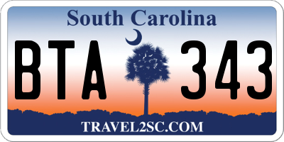 SC license plate BTA343