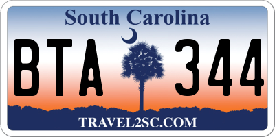SC license plate BTA344