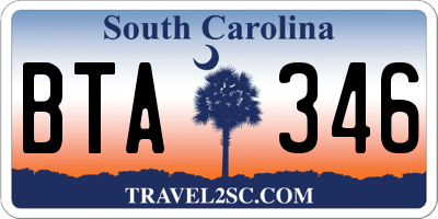 SC license plate BTA346