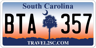 SC license plate BTA357