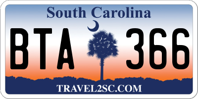 SC license plate BTA366
