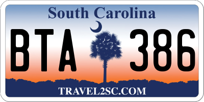 SC license plate BTA386
