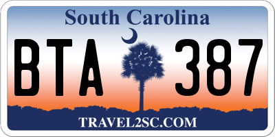 SC license plate BTA387