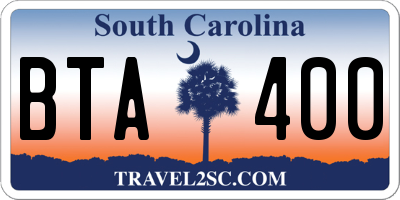 SC license plate BTA400