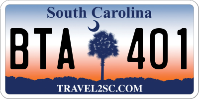 SC license plate BTA401