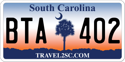 SC license plate BTA402