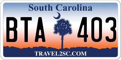 SC license plate BTA403