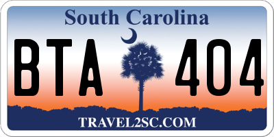 SC license plate BTA404