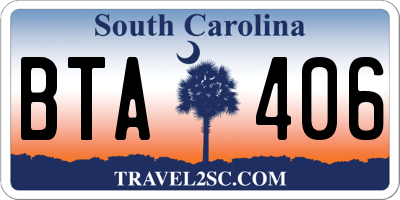 SC license plate BTA406