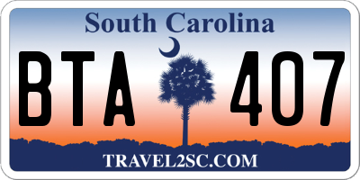 SC license plate BTA407