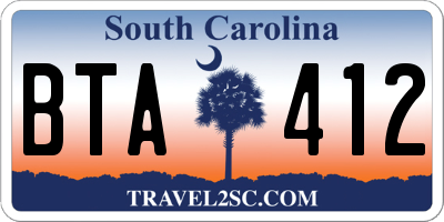 SC license plate BTA412