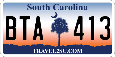 SC license plate BTA413