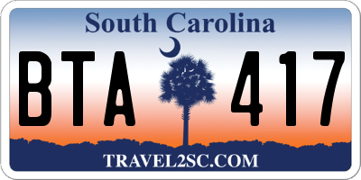 SC license plate BTA417