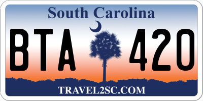 SC license plate BTA420