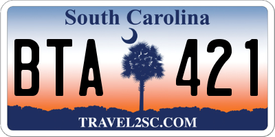 SC license plate BTA421