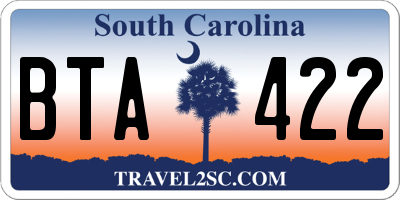 SC license plate BTA422