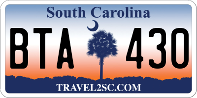 SC license plate BTA430