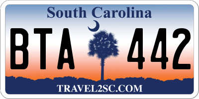 SC license plate BTA442