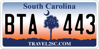 SC license plate BTA443